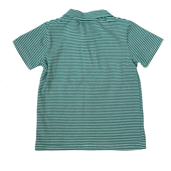 NWT Itsy Bitsy 24M Green Stripe Football Polo - Picture 3 of 3